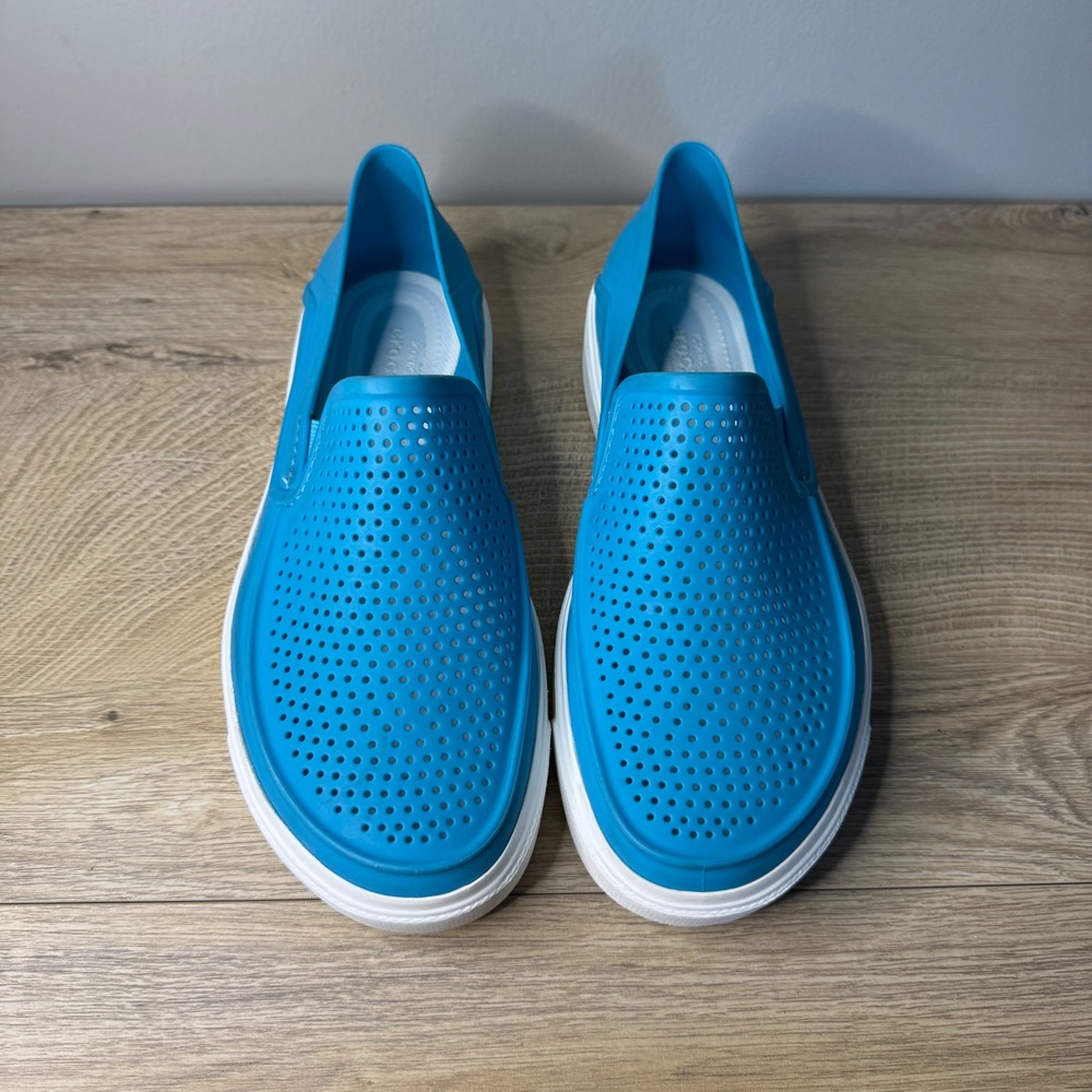 Crocs CitiLane Roka Shoes‎ Blue White Perforated Slip-On Loafer Womens 8 Comfort - Picture 4 of 9
